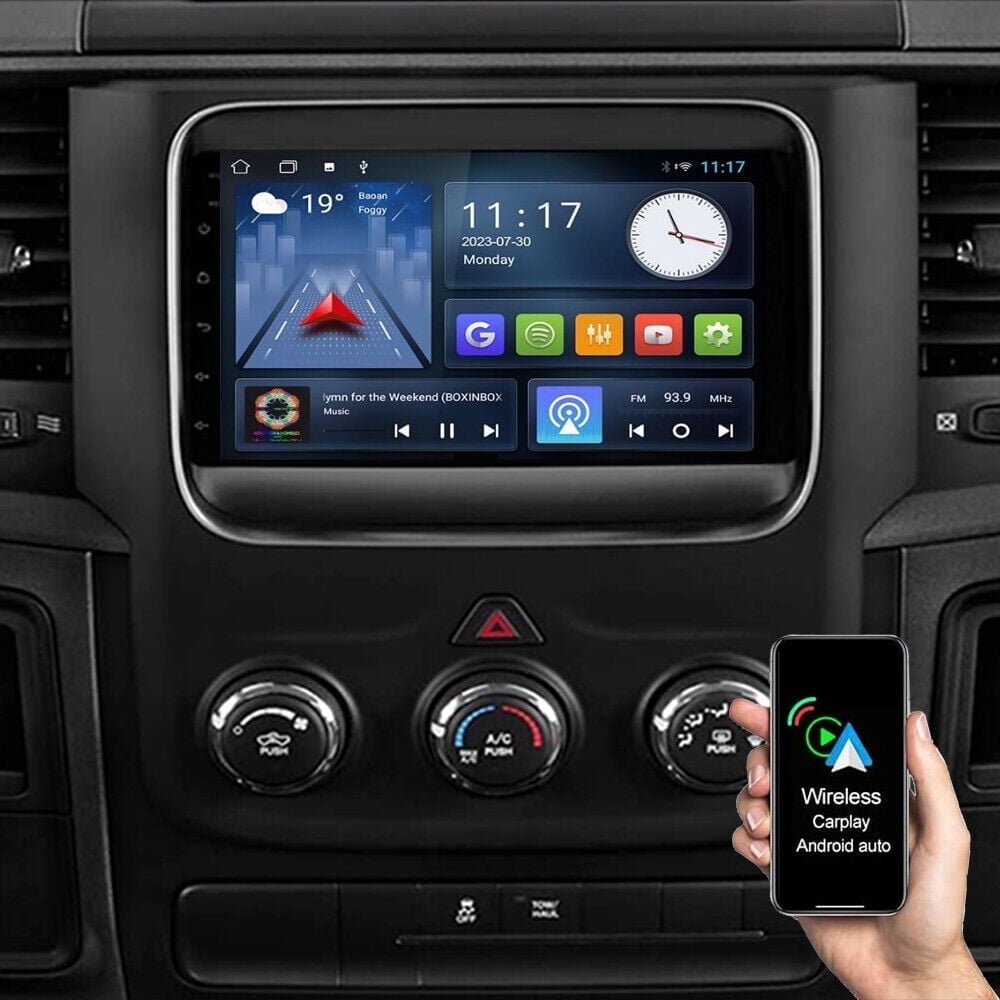 Android Car Stereo For Dodge Ram 2013-2018 1500/2500 - 9" Touchscreen, Wireless CarPlay, Android Auto, 4+32GB, Backup Camera (Manual AC Only)