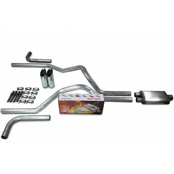 Dodge Ram 1500 94-03 2.5" Dual Exhaust Kit Cherry Bomb Salute Slash Tips Side