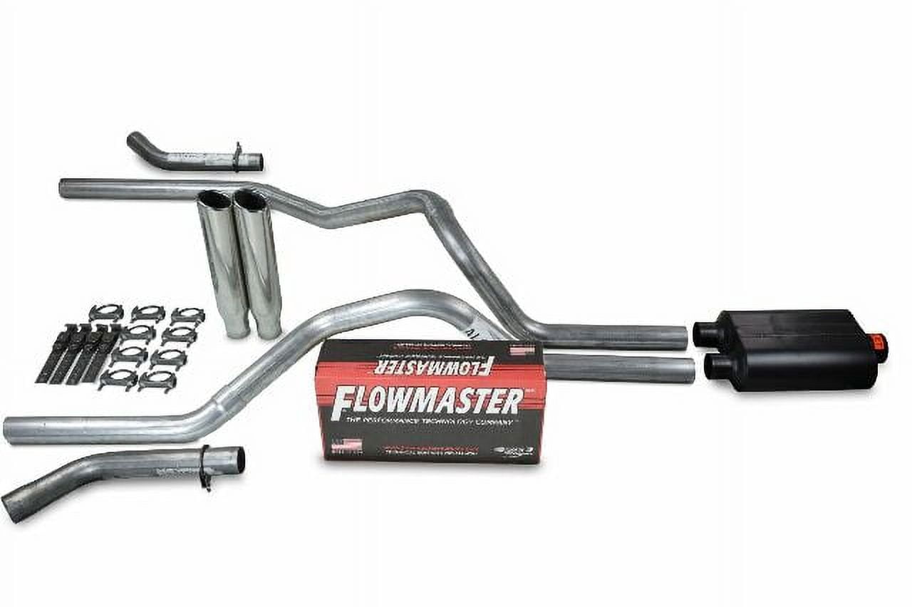 2.5" Dual Exhaust Kit For Dodge Ram 1500 94-03 W/ Flowmaster Super 10 & Slash Tips - Aluminized