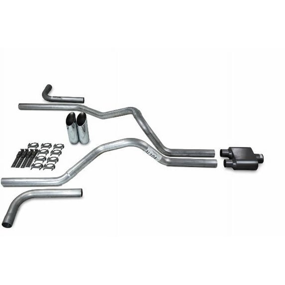 Dodge Ram 1500 94-03 2.5" Dual Exhaust Kits 1 Chamber Slash Tips Side Exit