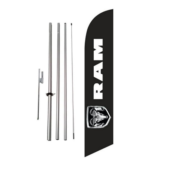 Dodge Ram Advertising 15ft Feather Banner Swooper Flag Kit with pole & spike