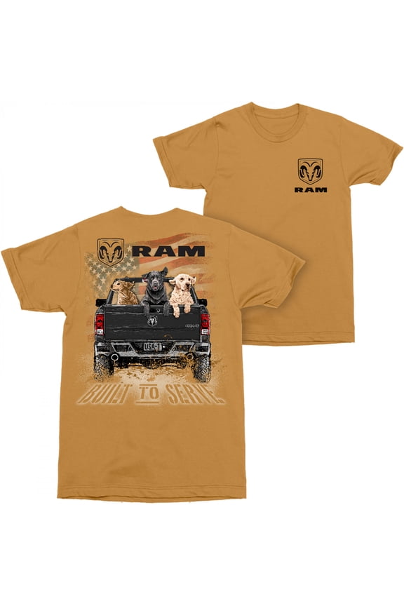 Dodge Ram Built to Serve Front and Back Print T-Shirt-Large