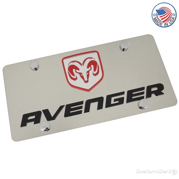 Dodge Ram Dual Logo Avenger License Plate (Chrome)