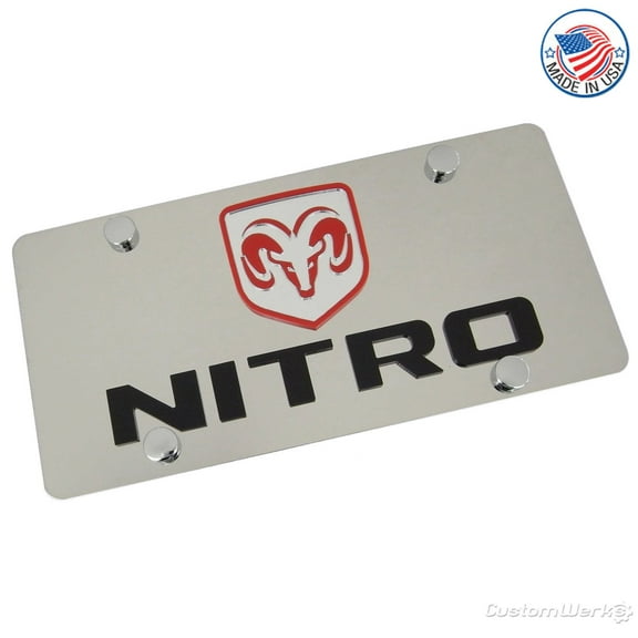 Dodge Ram Dual Logo Nitro License Plate (Chrome)