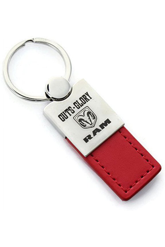 Dodge Ram Guts-Glory Keychain & Keyring - Duo Premium Red Leather