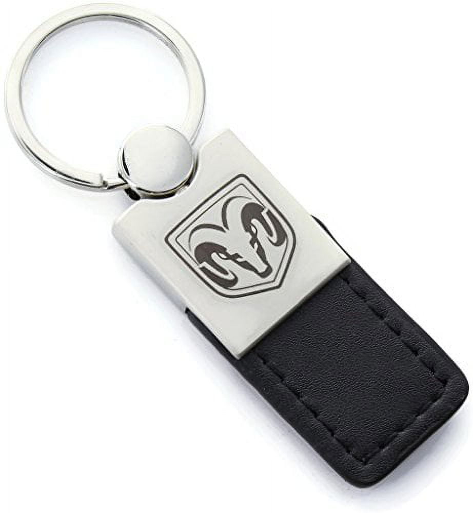 Dodge Ram Head Keychain & Keyring - Duo Premium Black Leather - Walmart.com
