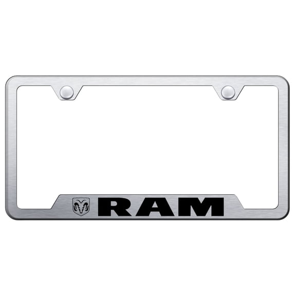 Dodge Ram Laser Etched Logo Cut-Out License Plate Frame (Brushed Chrome)