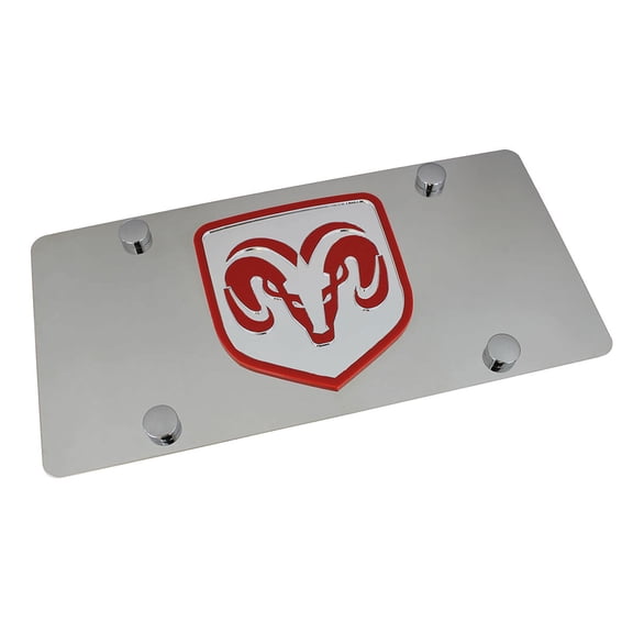 Dodge Ram Logo License Plate (Red on Chrome)
