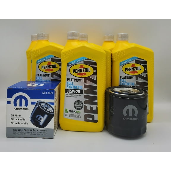 Dodge Ram Mopar 3.6L/5.7L Engine Pennzoil Motor Oil 5W-20 Change Kit (7 Quarts + Mopar 889 Filter)