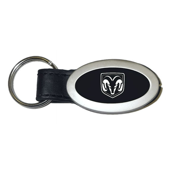 Dodge Ram Oval Leather Key Chain (Black)