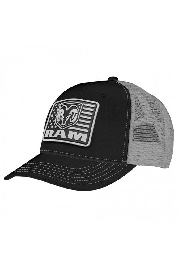 Dodge Ram Patriotic Logo Patch Adjustable Trucker Hat