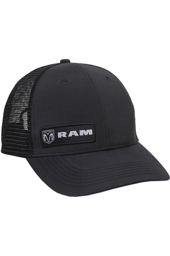 Dodge Ram Solid Black Mesh Trucker Snapback Hat