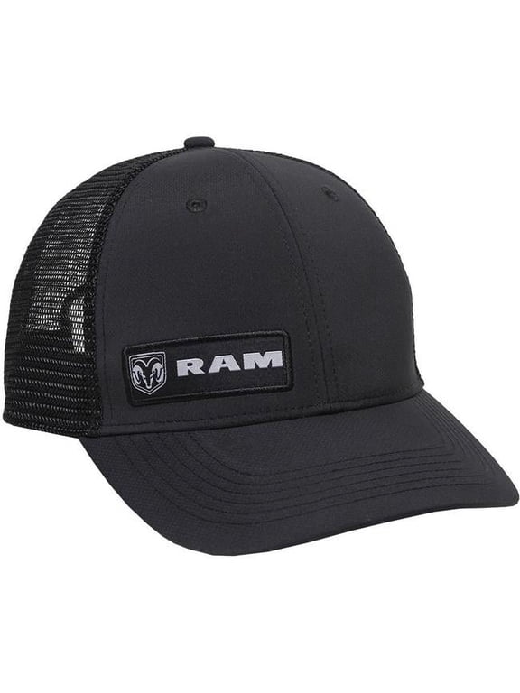 Dodge Ram Solid Black Mesh Trucker Snapback Hat