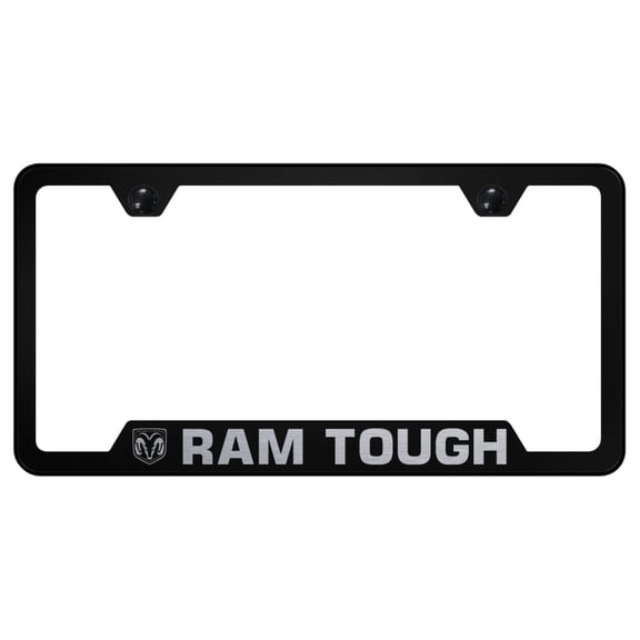 Dodge Ram Tough Laser Etched Logo Cut-Out License Plate Frame (Black)