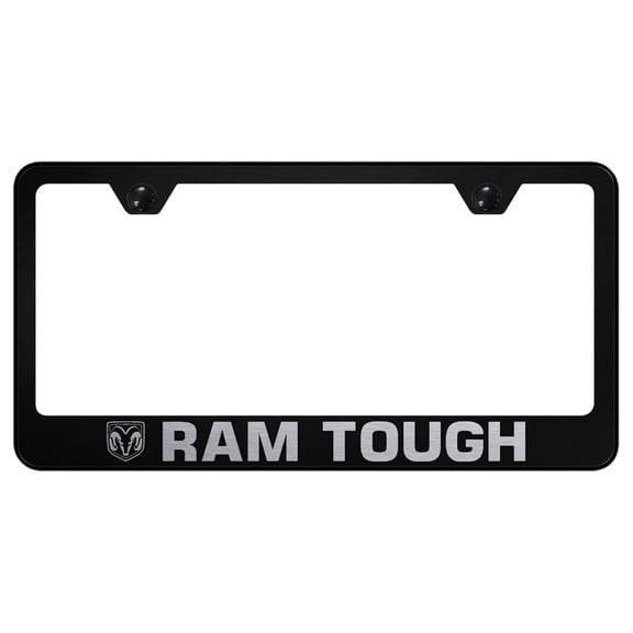 Dodge Ram Tough Laser Etched Logo Stainless Steel License Plate Frame (Black)