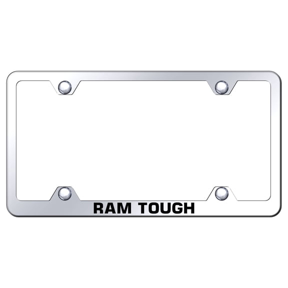 Dodge Ram Tough Laser Etched Logo Wide Body License Plate Frame (Chrome)