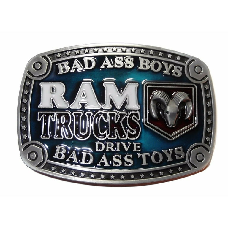 Dodge Ram Trucks Bad Ass Logo Metal w/ Enamel Belt Buckle