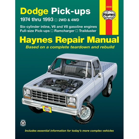 Dodge Ramcharger & Trailduster full-size Pick-ups (74-93) Haynes Repair Manual ^