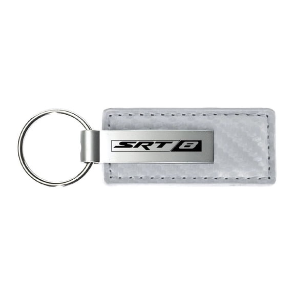 Dodge SRT-8 Carbon Fiber Leather Key Chain (White)