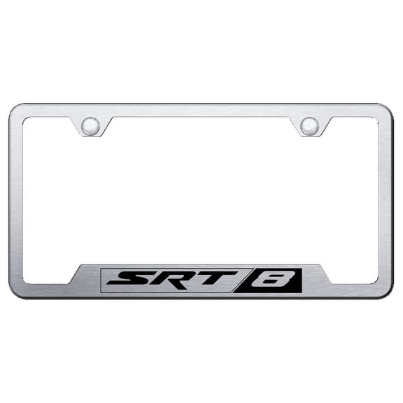 Dodge SRT-8 Laser Etched Logo Cut-Out License Plate Frame (Brushed Chrome)