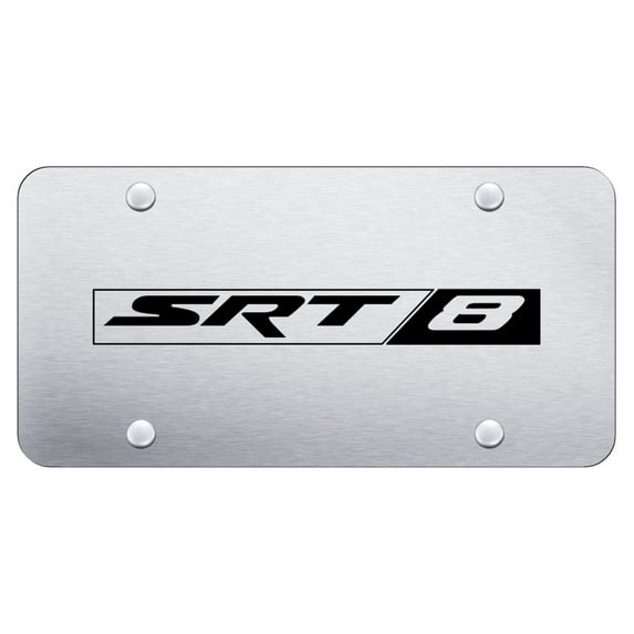 Dodge SRT-8 Laser Etched Logo License Plate (Brushed Chrome)