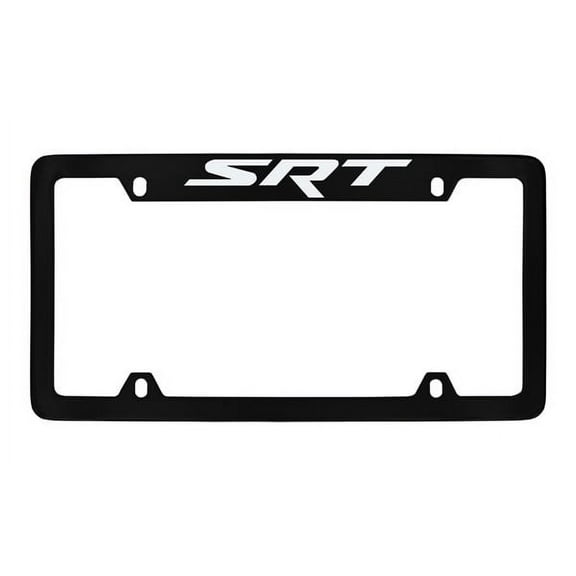 Dodge SRT Black Coated Metal Top Engraved License Plate Frame Holder