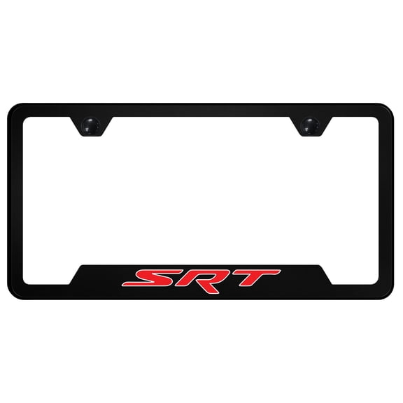 Dodge SRT Notched License Plate Frame Logo on Black Polycarbonate