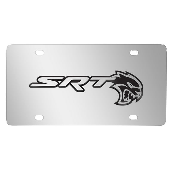 Dodge SRT Hellcat 3D Logo on Chrome Stainless Steel License Plate