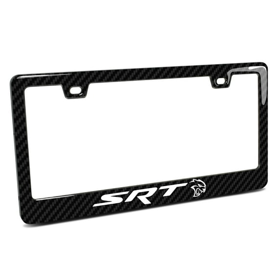 Dodge SRT Hellcat Black Real 3K Carbon Fiber Finish ABS Plastic License Plate Frame