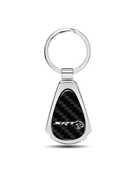 Dodge SRT Hellcat Challenger Real Carbon Fiber Chrome Metal Teardrop Key Chain