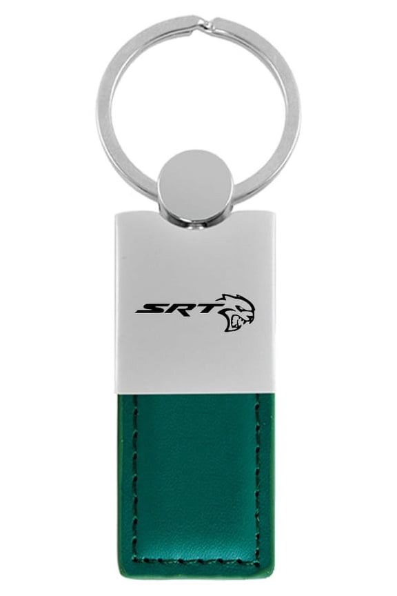 Dodge SRT Hellcat Duo Rectangular Leather Key Chain (Black)
