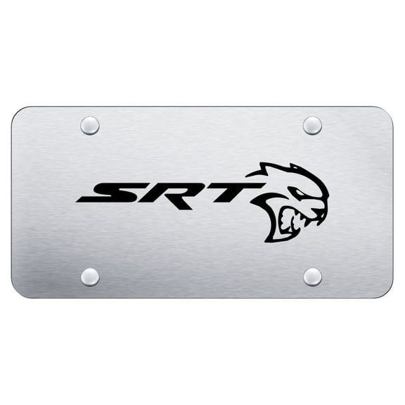 Dodge SRT Hellcat Laser Etched Logo License Plate (Brushed Chrome)