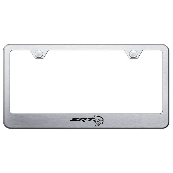 Dodge SRT Hellcat Laser Etched Logo Stainless Steel License Plate Frame (Brushed Chrome)