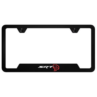 15-24 Dodge Challenger Charger Chrome License Frame Black Hellcat SRT Logo