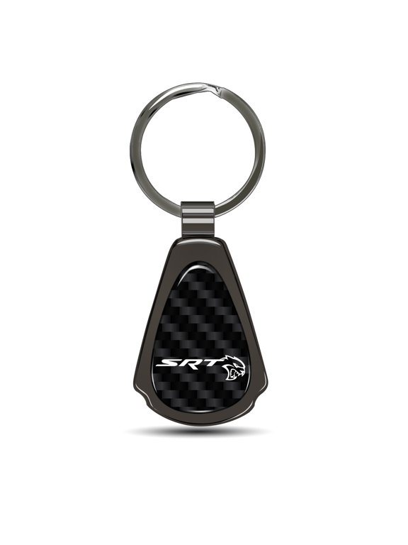 Dodge SRT Hellcat Real Carbon Fiber Gunmetal Black Metal Teardrop Key Chain