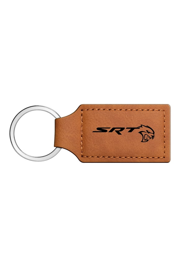 Dodge SRT Hellcat Rectangular Brown Leather Key Chain