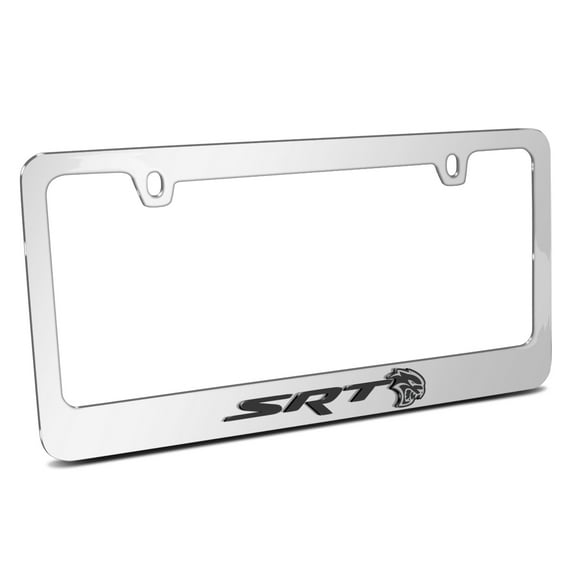 Dodge SRT Hellcat in 3D American-Made Mirror Chrome Metal License Plate Frame