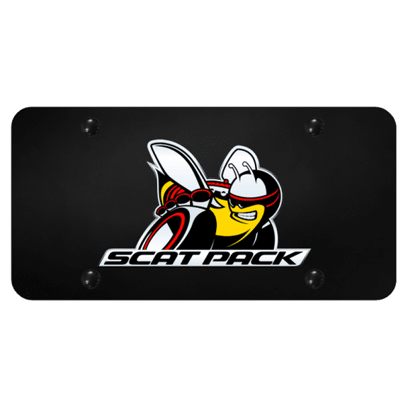 Dodge Scat Pack 3D Logo Black Stainless Steel License Plate Official Licensed