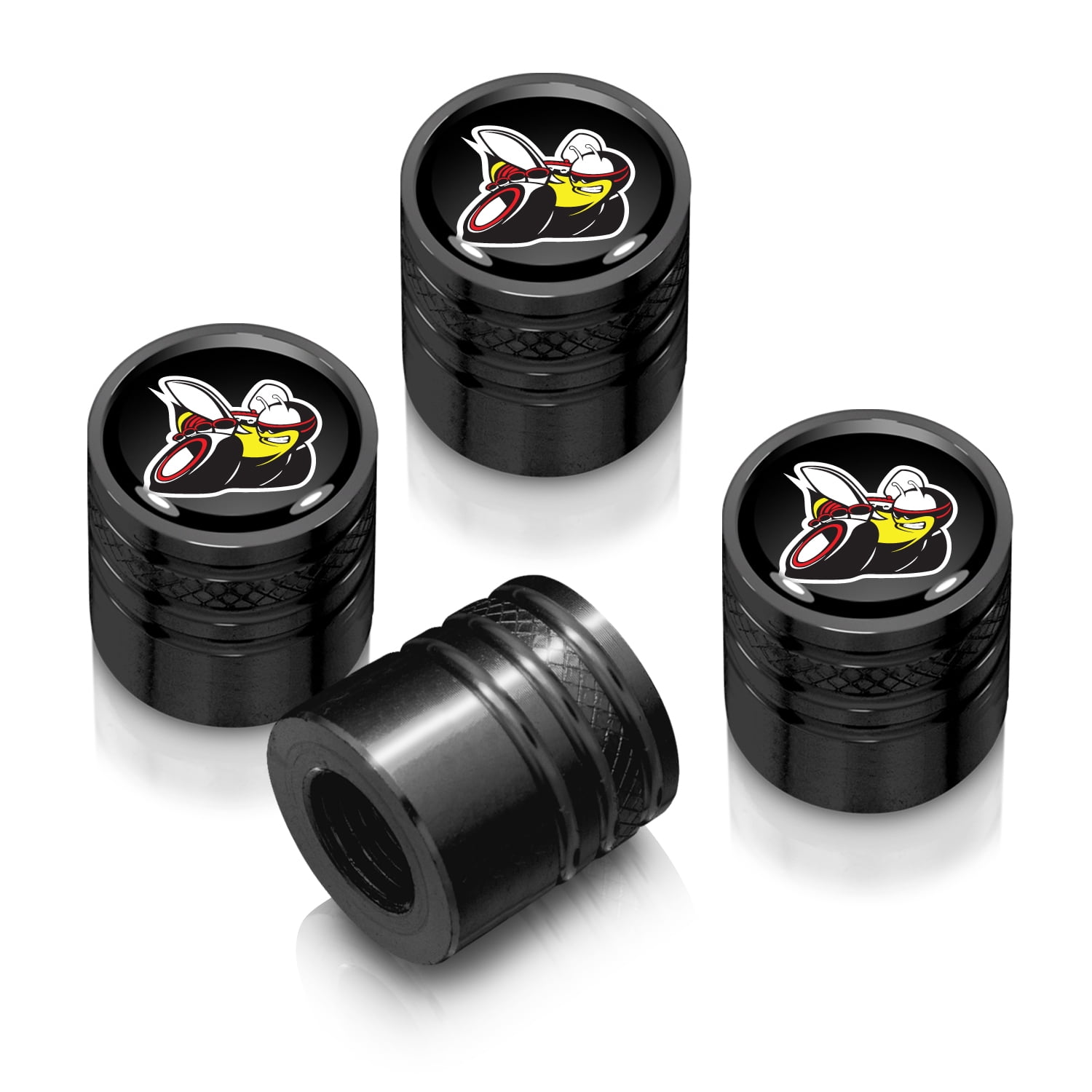 Dodge Scat-Pack Black on Black Aluminum Cylinder-Style Tire Valve Stem Caps