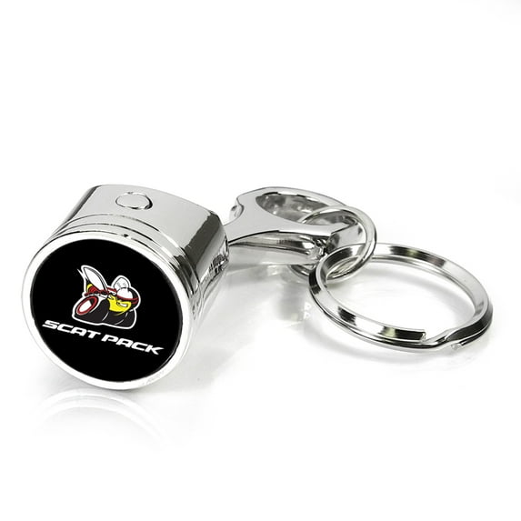Dodge Scat-Pack Challenger Full Color Piston Style Chrome Metal Key Chain