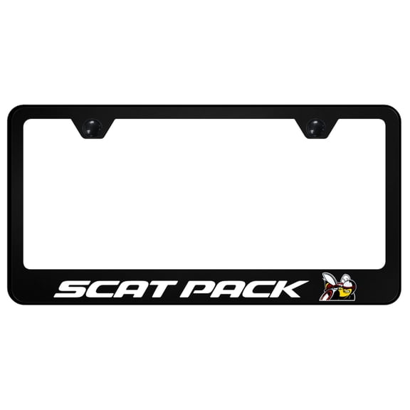 Scat Pack License Plate Frame Logo on Black Polycarbonate