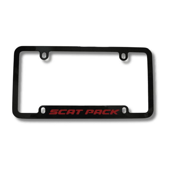 Dodge Scat Pack Red Logo Black Zinc Metal License Plate Frame Official Licensed