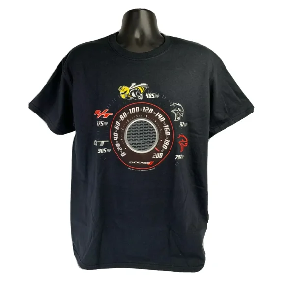 Dodge Speedometer R/T Super Bee Hellcat Demon Black T-Shirt - L