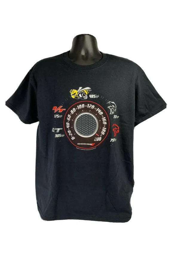 Dodge Speedometer R/T Super Bee Hellcat Demon Black T-Shirt - L