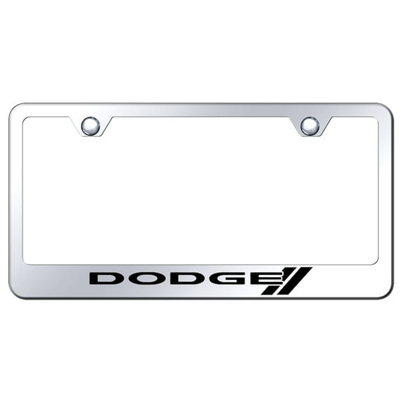 Dodge Stripe Laser Etched Logo Stainless Steel License Plate Frame (Chrome)