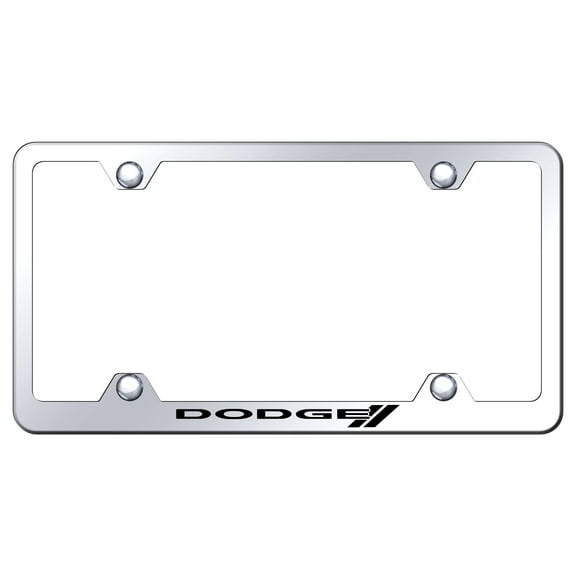 Dodge Stripe Laser Etched Logo Wide Body License Plate Frame (Chrome)