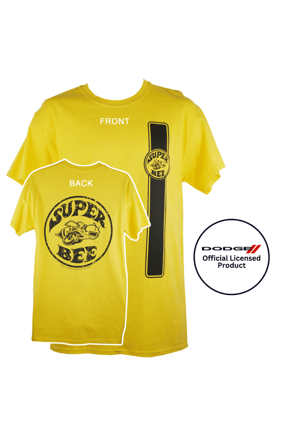 Dodge Super Bee 60s 70s Logo Car Graphic Cotton T-Shirt Yellow Official Licensed (2XL)