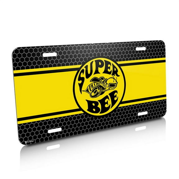 Dodge Super Bee Yellow Stripe Graphic Aluminum License Plate