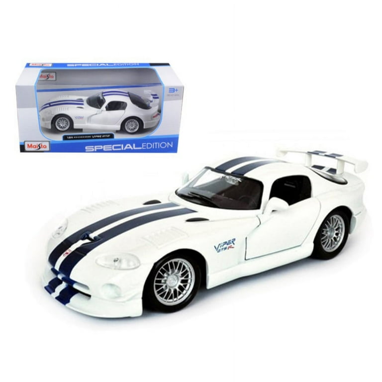 Maisto Dodge Viper GT2 White w/ Blue Stripes 1:24 Scale