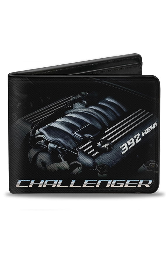 Dodge Wallet, Bifold, Challenger Bold 392 Hemi Engine, Vegan Leather